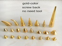 All Kinds of Gold Colour Rivet SpikeDifferent Shapes Screw Back Metal StudPunk Rock DIY Rivet Stud7178361
