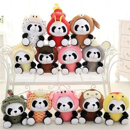 2024 20cm Panda Christmas present Chinese Zodiac Plush Stuffed Doll Toy Sofa Decor Bedroom decoration Birthday Gift