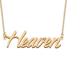 Heaven name necklaces pendant Custom Personalised for women girls children best friends Mothers Gifts 18k gold plated Stainless steel