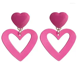 Dangle Earrings Love Heart Double Pink Drop Jewellery Gifts For Wife Mom Girlfriend Her