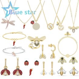 Trends Womens Jewellery Austrian Crystal Bee Dragonfly Necklace Bracelet Earrings Set Party 240227
