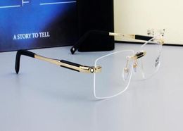 0349 Brand Design Rimless Glasses Wide Spectacle Men eyeglasses frames Titanium glasses prescription lens optical frame eyewear MB7272378