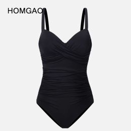 Swimwear HOMGAO Push Up Swimsuit Woman One Piece Tummy Control V Neck Bathing Suits Plus Size Slimming Swimwear Beach Monokini