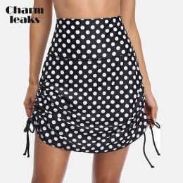 Swimwear Charmleaks Women's Swim Skirts Drawstring Tummy Control Swim Bikini Bottom with Builtin Brief