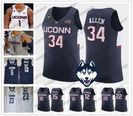 Uconn Huskies #34 Allen 22 Gay 15 Walker 12 Drummond Maya Moore white Ray Rudy Kemba Andre 23 Grey blue Connecticut Jerseys5967827