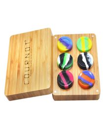 Two Pieces Natural Bamboo Board With Magnet Silicone Wax Jar Set Handmade Wax Container Storage Board With Silicone Wax Jar5247765