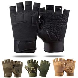 Military Army Shooting Fingerless Gloves Half Finger Men Tactical AntiSlip Outdoor Sports Bicycle Riding Fitness 240226