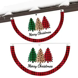 Christmas Decorations Half Fan Flag Merry With Grommets 2 Pieces Outdoor Bunting Flags Winter Hanging Banner For