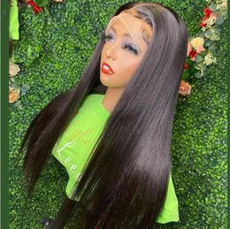 Brazilian Straight Lace Front Wigs For Women Black Colour 13x4 Synthetic Frontal Wig With Baby Hair 180 Density5132808