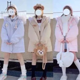 Parkas White Cotton Padded Jacket Winter Women Loose Fashion Korean Style harajuku Sweet Girl Femme Warm Lolita JK Parkas Coat Y2k Tops