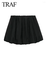 Skirts 2024 Women's Casual Mini Lantern Female Y2K Slim Elastic Mid-Waist A-Line Version Black Elegant Versatile Shorts