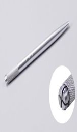 100pcs Silver Aluminium Professional Manual Tattoo Pen Permanent Makeup Tattooing Pen 3D Eyebrow Embroidery MicroBlading Pen7404152