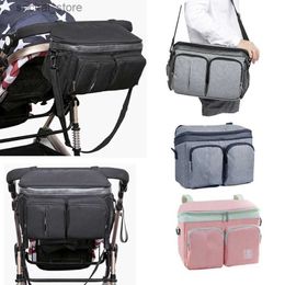 Diaper Bags Baby Stroller Diaper Bags Buggy Organizer Baby Napper Bags Mommy Travel Backpack Hanging Carriage Pram Buggy Cart Bottle BagL240305