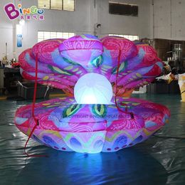 wholesale Outdoor Giant Inflatable Colourful Conch Models Inflation Lighting Shell With Pearl Blow Up Ocean Animals Balloons For Decoration With Air Blower