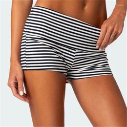 Women's Shorts Gaono Kawaii Striped Print Casual Elastic Low Waist Boyshort Underwear Fairycore Cottage Y2K Retro Comfy Lounge Bottom