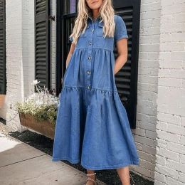 Dress 2023 Casual Plus Size Denim Dress For Women Summer Vintage Dresses Sexy Loose Long ladies Casual Clubwear Dress Vestidos