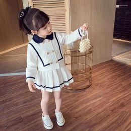 Clothing Sets 2024 Autumn Light Luxury Fashion Girls Suits Kids Korean Version Of The College Style Short Skirt Boutique