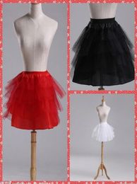 Whole Short Petticoats For Bridal Gowns KneeLength Red White Black Underskirt Tutu Gowns Without Hoops Crinoline Ball Gown Pe627784755858