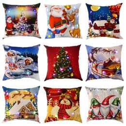 Christmas Decorations Cushion Cover Led Light Merry For Home 2024 Navidad Noel Xmas Ornaments Happy Year Gift