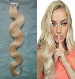 Tape In Hair Extensions Remy 40 pcs 613 Bleach Blonde Brazilian Hair Skin Weft Tape Hair Extensions 100g8306296