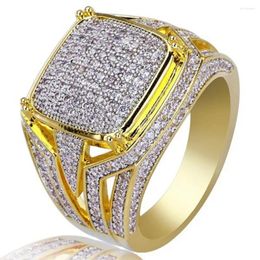 Cluster Rings Nareyo Selling 18k Gold Plated Square Men's Full Diamond Ring European And American Dual Colour Engagement