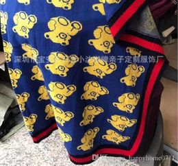 New Arrival High Quality Comfort Cotton Knit Bear Pattern Children039s Blanket Outdoor Travel Portable Shawl Holiday Gift23331768857