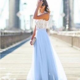 Dresses Blue Dress Summer Lace Long Elegant Women Party Dress Prom Chiffon Gown Peach Girls Western Prom Bohemian Dress