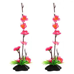 Decorative Flowers 2 Pcs Sashimi Decoration Ornament Fake Plants Sushi Plate Ice Tray Flower Decorate Blossom Plastic Supplies Decorations