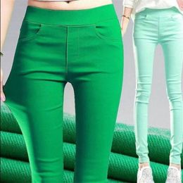 Capris 2023 New Spring Autumn Women Candy Color High Elastic Leggings Female Slim Thin Stretch Pencil Pants Skinny Trousers Mujer S30