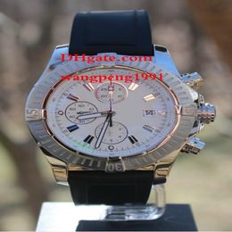 men Quality Watches 48mm White Stick Dial Rubber bracelet A13370 lVK QuartzlChronograph Working Mens Watch Wristwatches260O