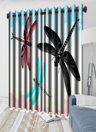 Flying Dragonfly 3d Animal Modern Curtain Home Improvement Living Room Bedroom Kitchen Painting Mural Blackout Curtains1888716