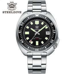 Steeldive SD1970 White Date Background 200M Wateproof NH35 6105 Turtle Automatic Dive Diver Watch 240220