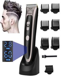 LED Professional Hair Clipper Trimmer Men Barber Rechargeable Cutting Machine Ceramic Blade Low Noise cut Limit Comb 2206238691648