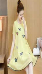 Maternity dress 3D Butterfly Summer Chiffon Maternity for Casual Pregnant Women Pleated es Short Sleeve Pregnancy Clothes Plus Siz3224207