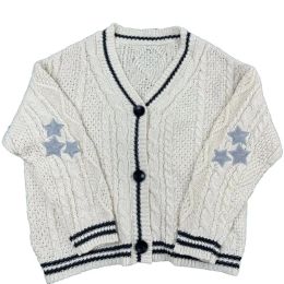 Cardigans 2023 Cardigan with Stars Embroidered lor Button Up Chunky Cable Knitted Autumn Sweater Thick and Warm Swift Folklore Cardigan