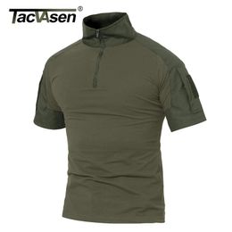 TACVASEN Men Summer T Shirts Airsoft Army Tactical T Shirt Short Sleeve Military Camouflage Cotton Tee Shirts Paintball Clothing 240228