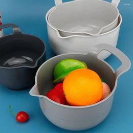 Bowls 4pcs/set With Handle Mixing Bowl Set Plastic Large Capacity Basin Stackable Pour Spout Salad Vegetables