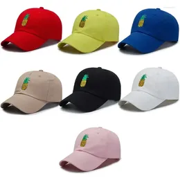 Ball Caps Women Men Unisex Pineapple Fruit Embroidery Baseball Cap Solid Colour Curved Drop