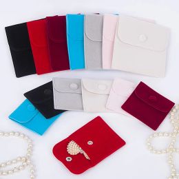 Plush Drawstring Bag with Flip Clasp: Jewelry Pouch for Earphones, Double-Sided Velvet for Necklaces Gifts and Wallet Storage 20Pcs/Lot LL