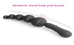 NEW 3 Styles Manual Black Big Pull Beads Anal Plug Silicone Dildo Anal Double Head Butt Plug Sex Toys For Gay Men3544515