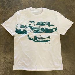 T-Shirts Classic Fashion Tshirt Short Sleeve Car Print Cartoon Tshirt White Shirt Top Tee Shirt Short Sleeves Clothes Plus Size