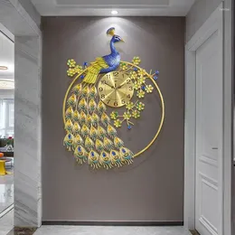 Wall Clocks Metal European Clock Peacock Retro Creative Movement Watch Designer Silent Relogio De Parede Living Room Decorarion