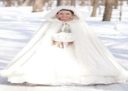 New Arrival 2021 Custom Made White Winter Gorgeous Satin Hooded Wedding Coat Dresses Formal Bridal Cape Wrap9156305