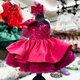 Girl Dresses Luxurious Sequin Child Birthday Party Dress Sparkly Wedding Puff Flower Cute Baby First Gown