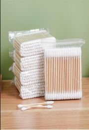 2000 peices double round headed cotton swabs wooden sticks sanitary cotton swabs beauty sticks pointed makeup ears makeup remover22574260