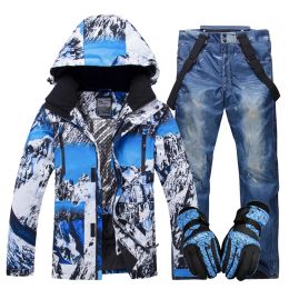 Suits Winter Ski Suit Men Windproof Waterproof Warm Outdoor Hot Ski jacket + Pants Set Skiing Snowboarding Suits Set Male