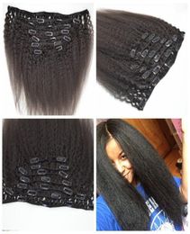 3a3b3c Clips Human Hair Extensions 1226inch 7pcslot 120g preuvian Human Hair kinky Straight Clip In Extension GEASY9162670