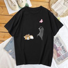 T-Shirts Haikyuu Mascots Nekoma Cats T Shirts Anime Tshirt Funny Woman Cotton Short Sleeve Cartoon Tshirt Female Round Neck Tee Shirt