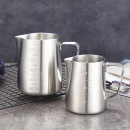 3506001000ML Stainless Steel DIY Coffee Tool Pot Milk Foam Craft Pitcher Cup Etching Cylinder 240304