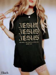 T-shirt Jesus Jesus Jesus Oversized TShirt Christian faith Loose Tee Women Casual cotton Aesthetic summer style Top